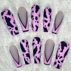 XXL Pink Cow Acrylic Press On Nails