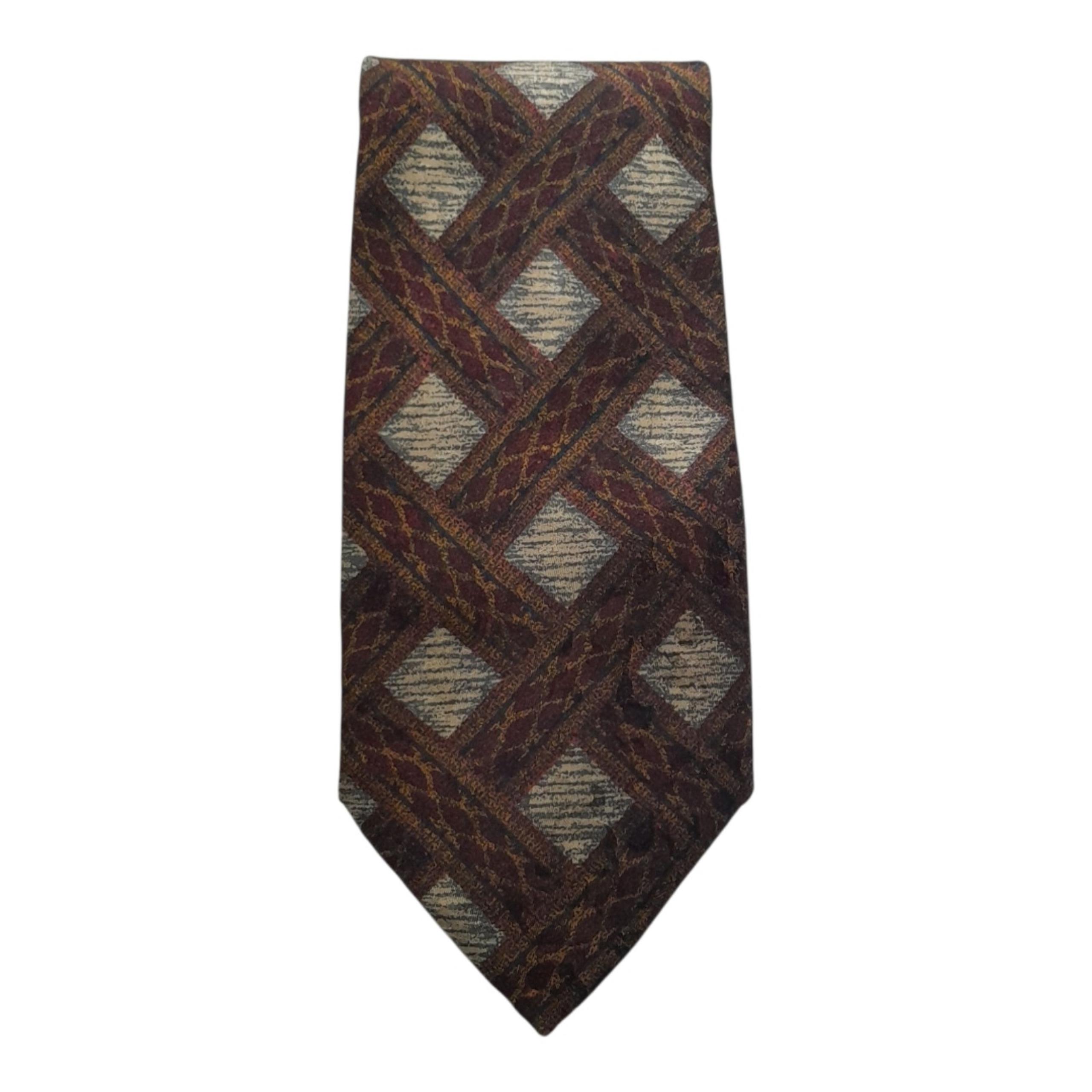 Ermenegildo Zenga Men's Necktie Tie Woven Ribbon Design 100% Silk Made in Italy