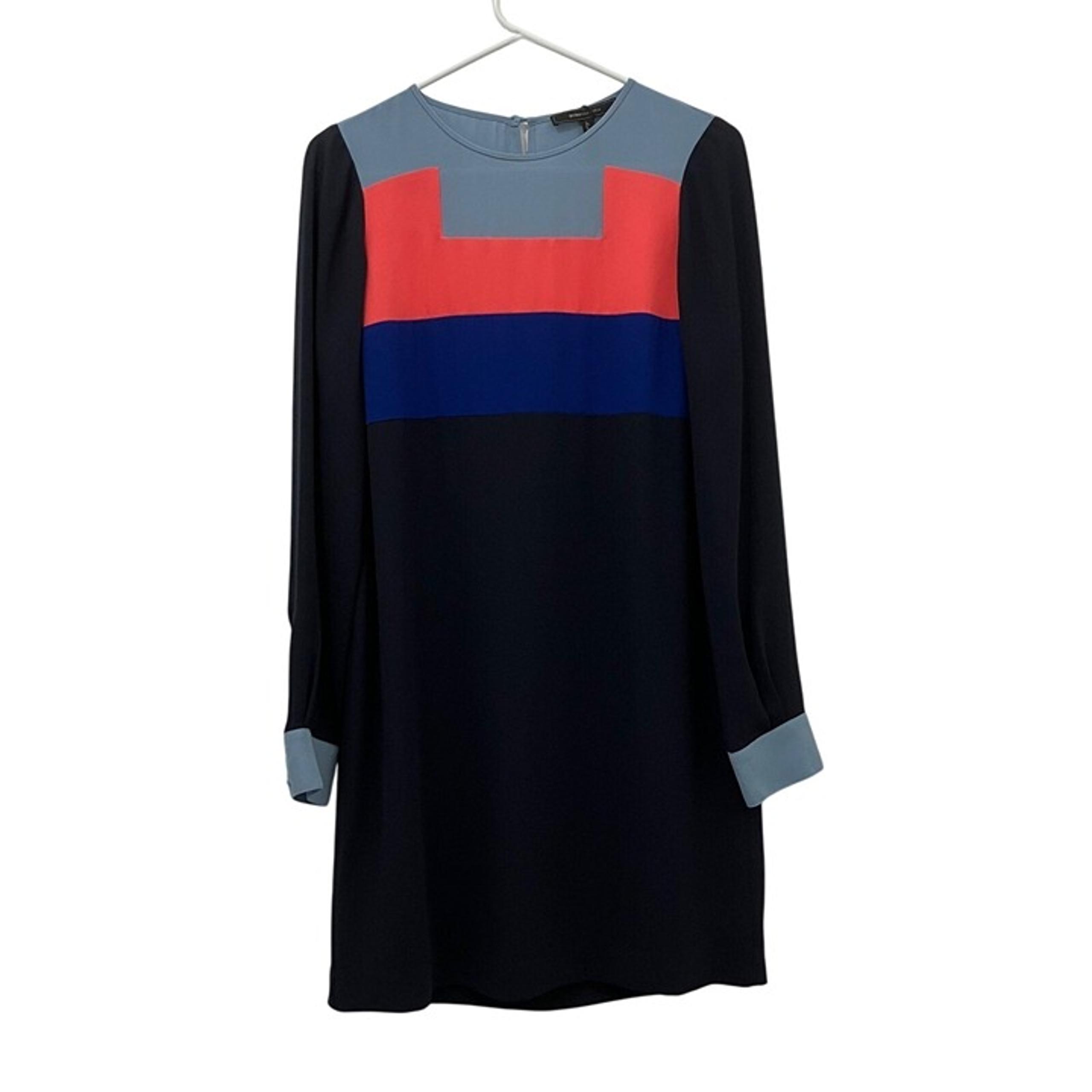 BCBGMAXAZRIA Women Cally Color Block Shift Dress Size XS Preppy Twee Retro Funky