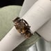 Vintage Sterling Smokey Quartz 3 stone prong set gemstone Sparkle promise ring
