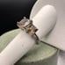 Vintage Sterling Smokey Quartz 3 stone prong set gemstone Sparkle promise ring