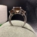 Vintage Sterling Smokey Quartz 3 stone prong set gemstone Sparkle promise ring