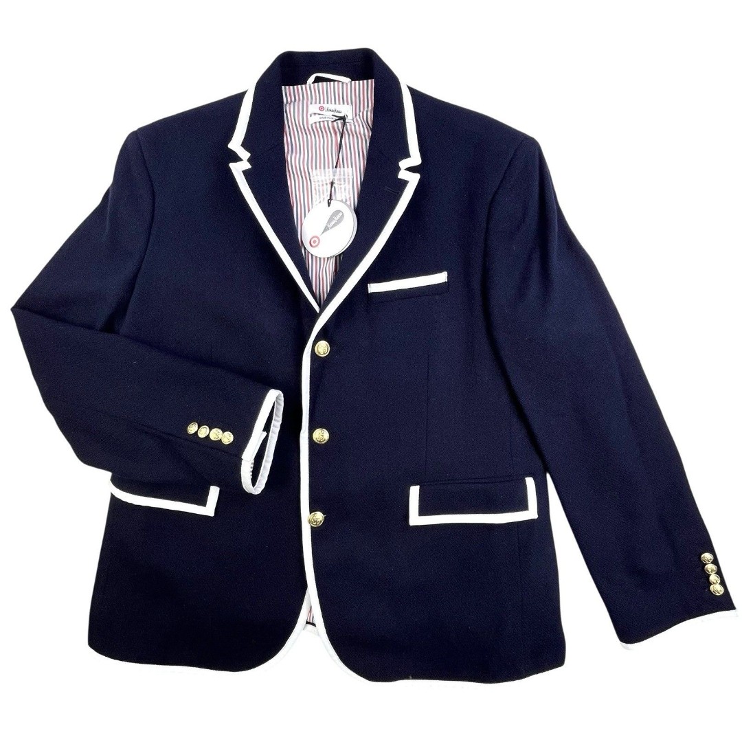 Thom Browne Neiman Marcus Target Wool Blazer Jacket Size XL Navy Gold Button