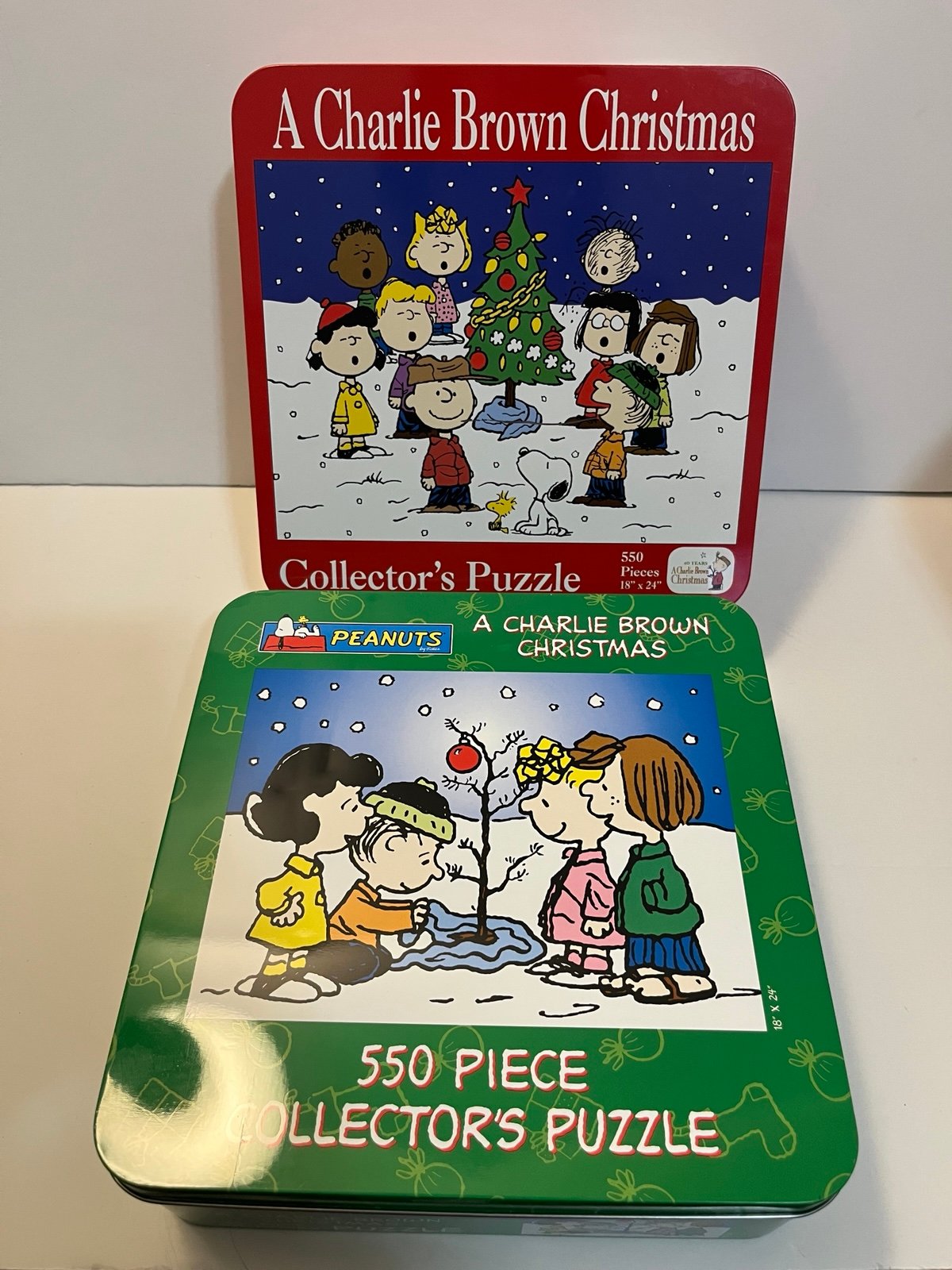 Peanuts A Charlie Brown Christmas Collector's Puzzles in Tin 550 Pcs. Lot of 2