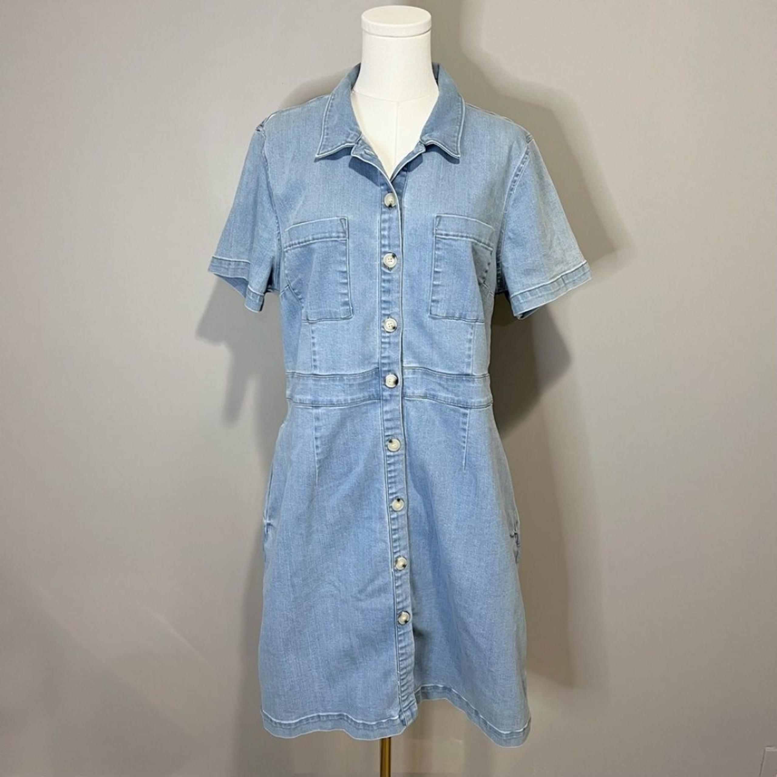 Liz Claiborne Denim Button Down Shirt Dress Size 12