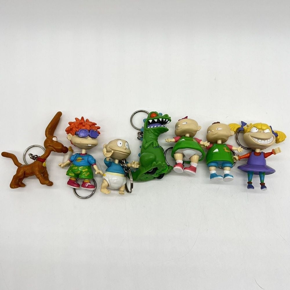 Viacom Rugrats Keychain Plastic PVC Lot of 7 Ultra Rare Reptar & Spike 1997 VTG
