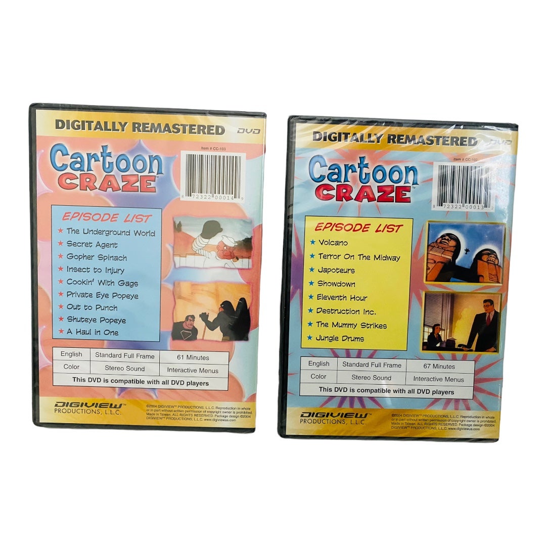 Set of 9 Vintage Remastered Cartoon Craze DVD’s - detail