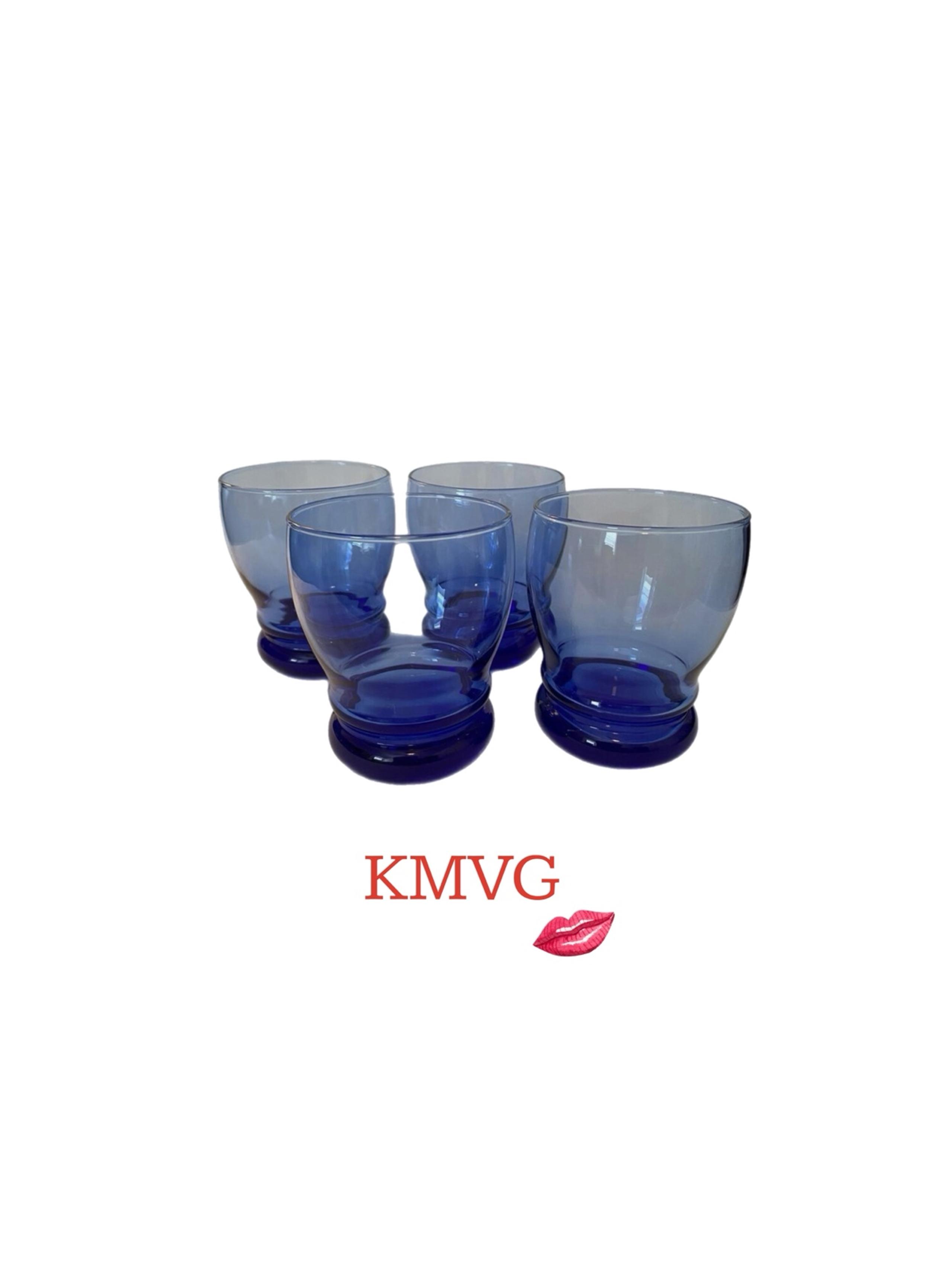 Vintage Bangles-Cobalt Blue by LIBBEY Double Old Fashion Glasses Set of 4