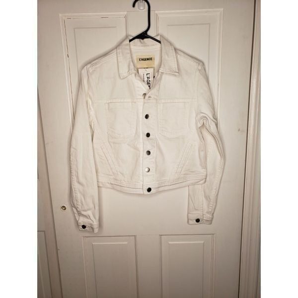 L'agence Jemma Blanc White Cropped Jean Jacket