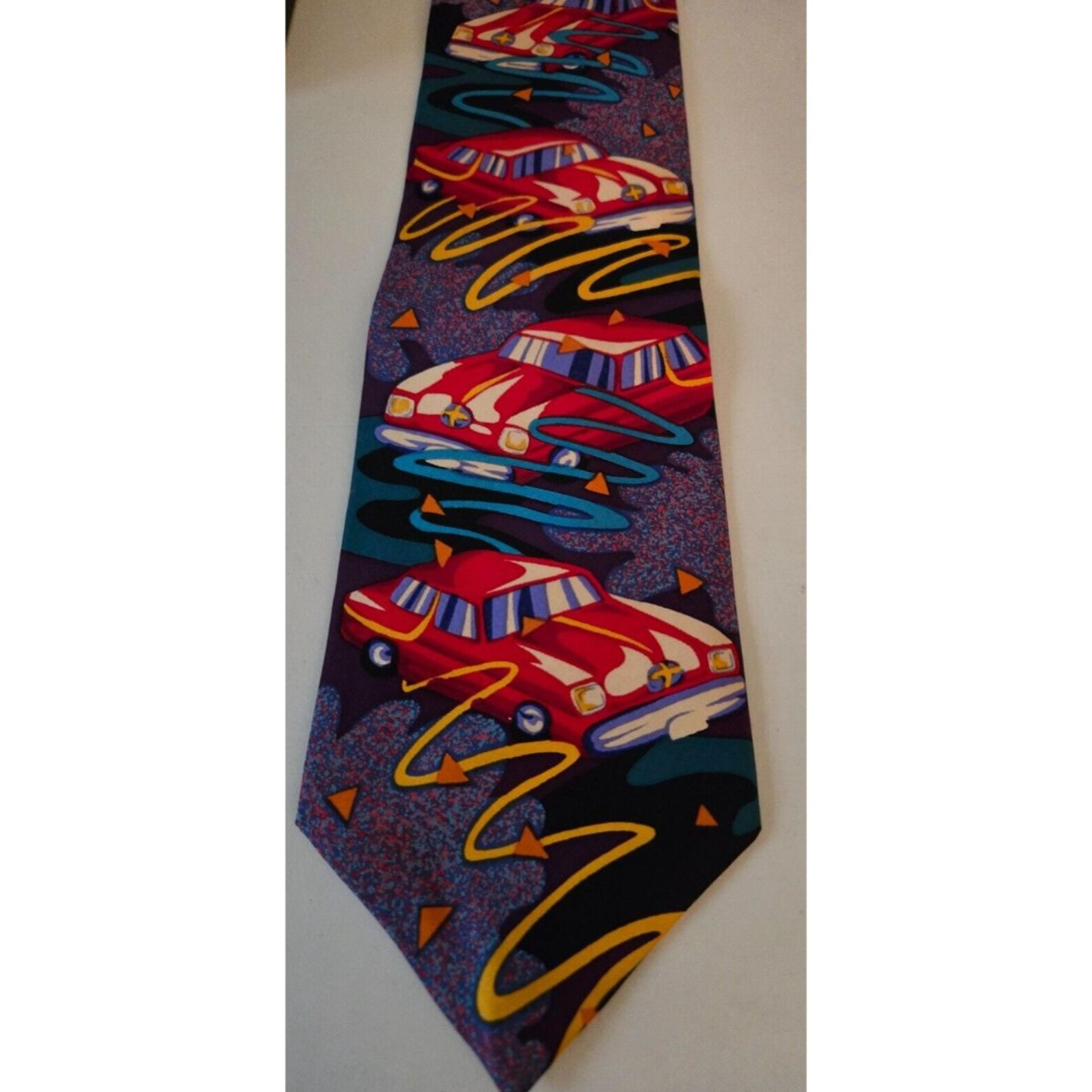 Vintage NWT The Beatles Mens Tie, Drive My Car, Purple w/ Original Art Red Car