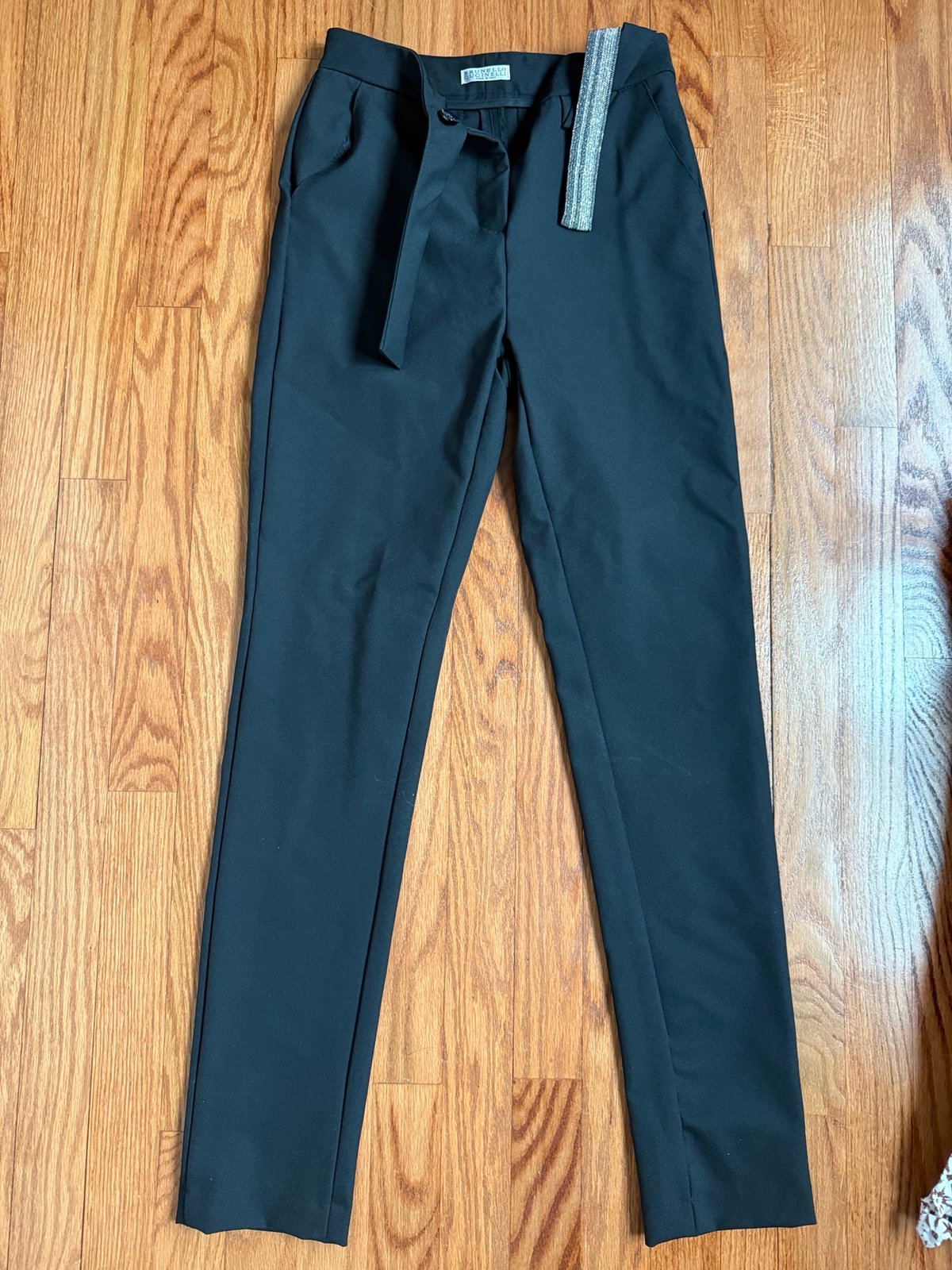 brunello cucinelli black skinny pants with sparkly detail XS