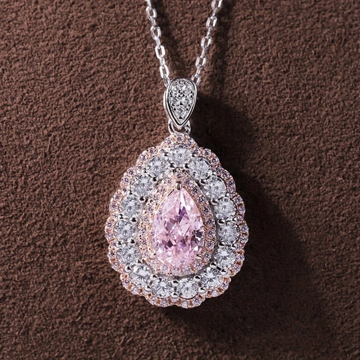 2ct Pink Sapphire Womens 1ct Diamond Pendant Necklace Sterling Silver Jewelry