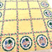 VINTAGE Yellow/Pink Cotton Tablecloth 46” x 51”