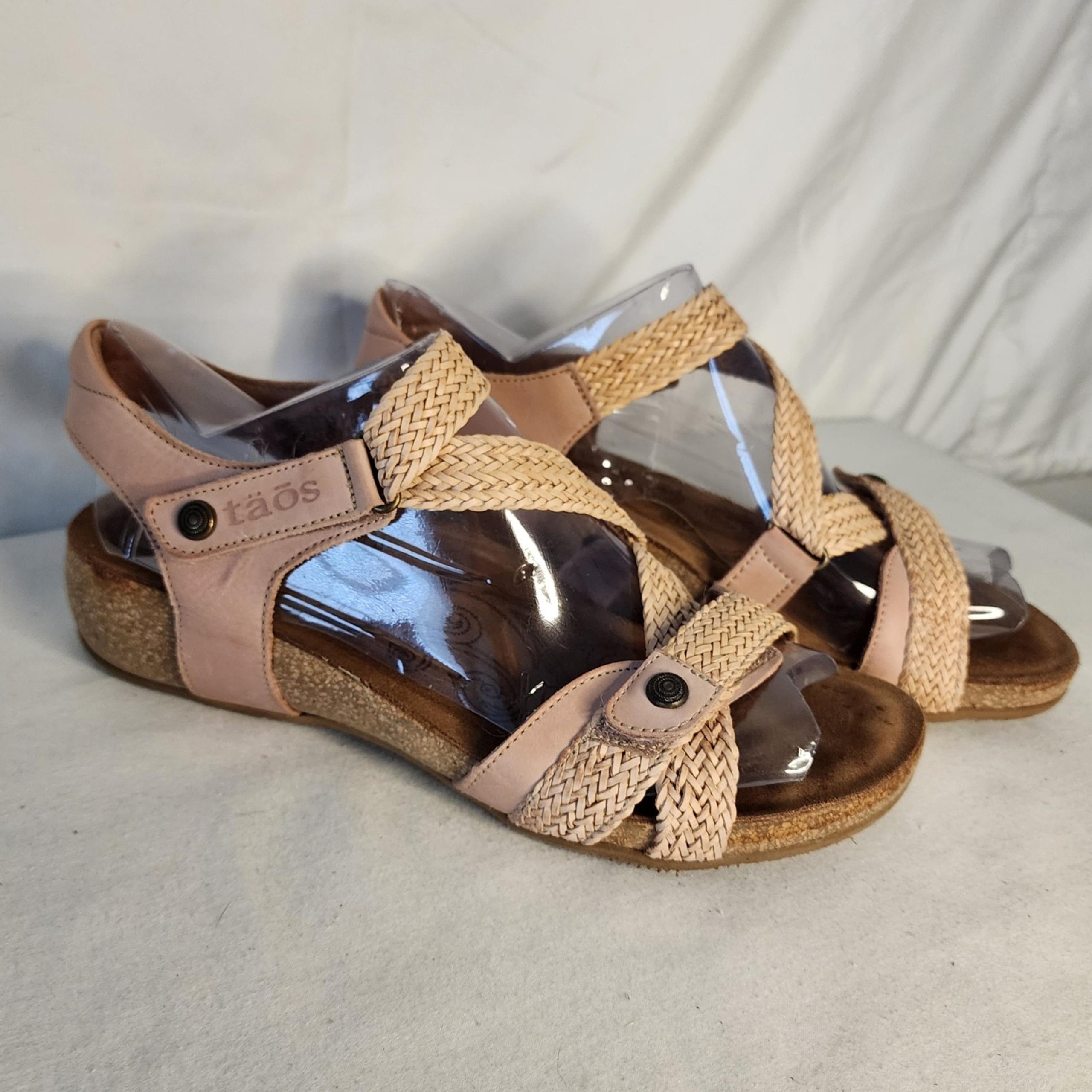 Woven Leather Adjustable Strap Cork Footbed Comfort Sandals Size 7.5 - Taos