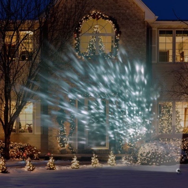 LED Lightshow Kaleidoscope Projector Lights, White Snowflakes, Outdoor 2 Setting