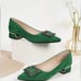 NWB Suedette Rhinestone Bling Embellished Pointed Toe Ballet Flats Emerald Sz 7