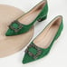 NWB Suedette Rhinestone Bling Embellished Pointed Toe Ballet Flats Emerald Sz 7