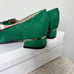 NWB Suedette Rhinestone Bling Embellished Pointed Toe Ballet Flats Emerald Sz 7