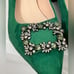 NWB Suedette Rhinestone Bling Embellished Pointed Toe Ballet Flats Emerald Sz 7