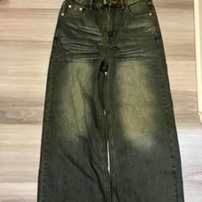 Green Baggy Faded Washed Jeans