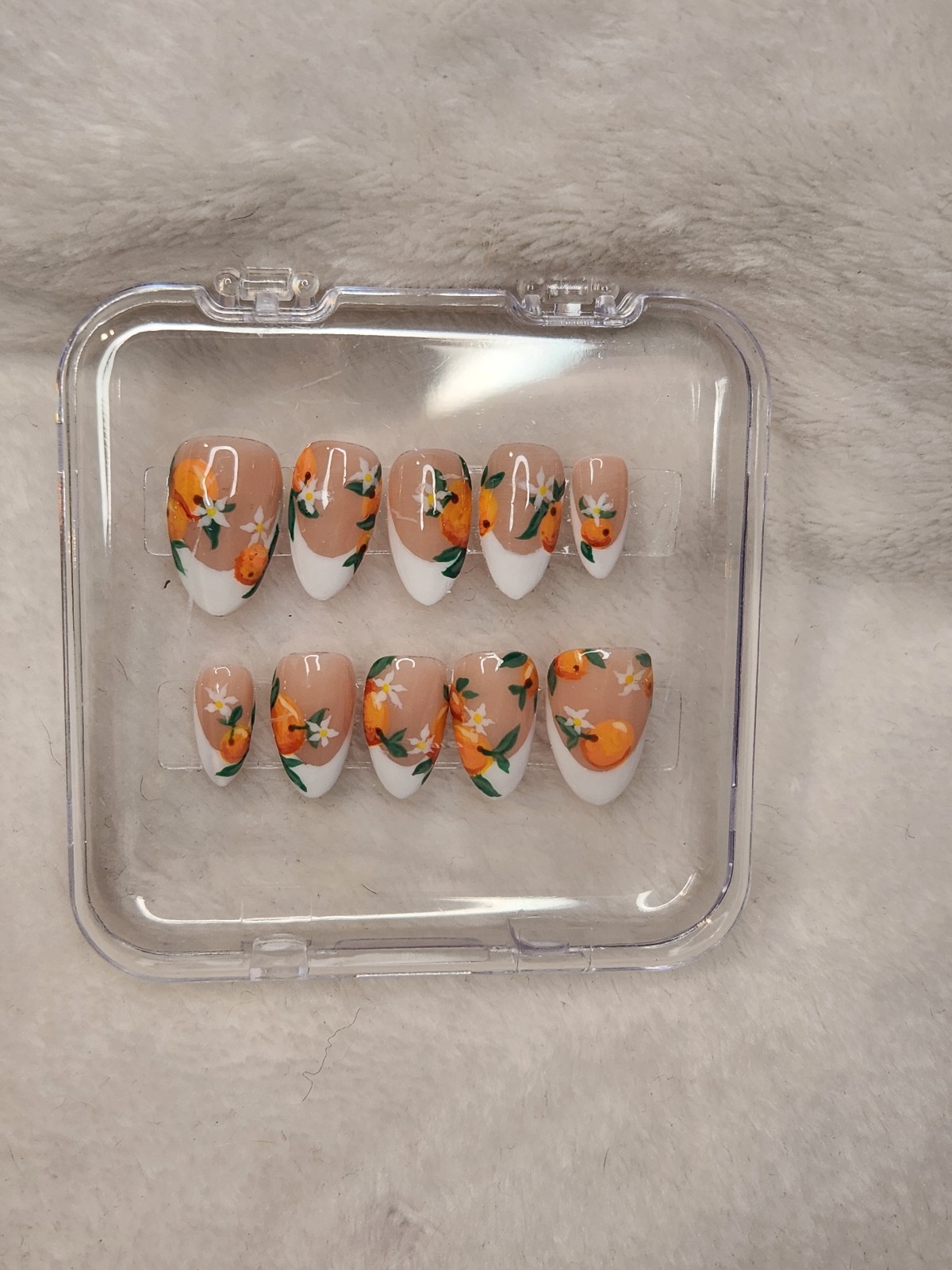 Custom Orange Blossom Nails