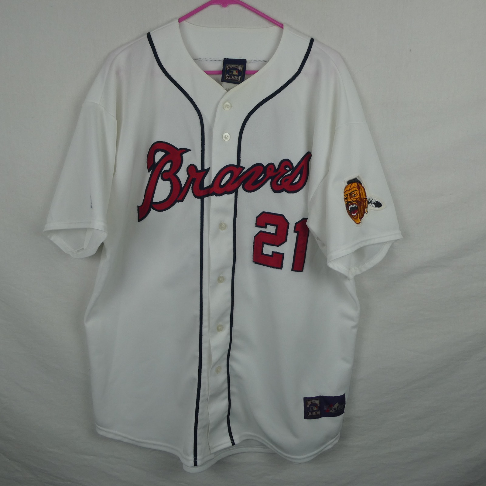 Atlanta Braves Warren Spahn Cooperstown Collection Majestic Baseball Jersey 21