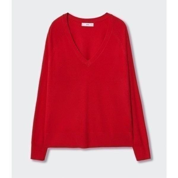 Mango Fine-Knit Sweater Red Size M