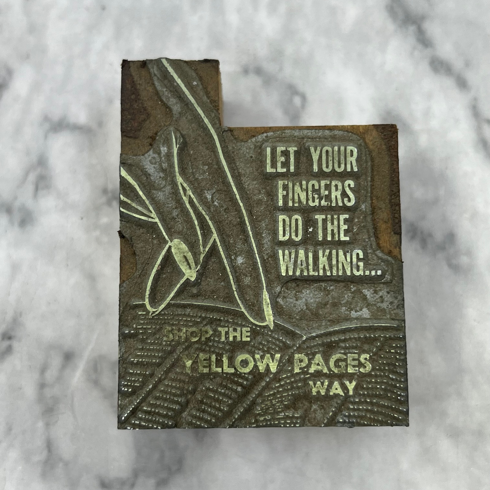 Vintage Printers Block Plate Yellow Pages - Let Your Fingers Do The Walking TJ51