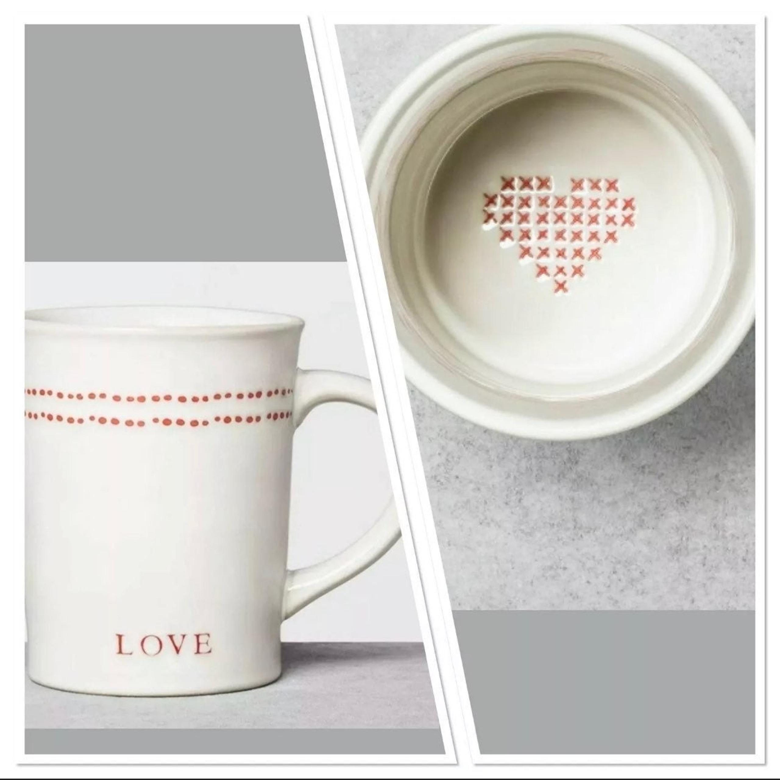 Two LOVE Mugs Red Heart Cups Magnolia