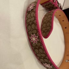 Coach Signature Pink Daisy Charm Dog Collar Large