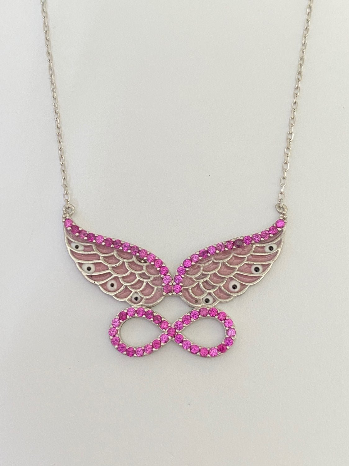 Wing 925 silver evileye infinity necklace