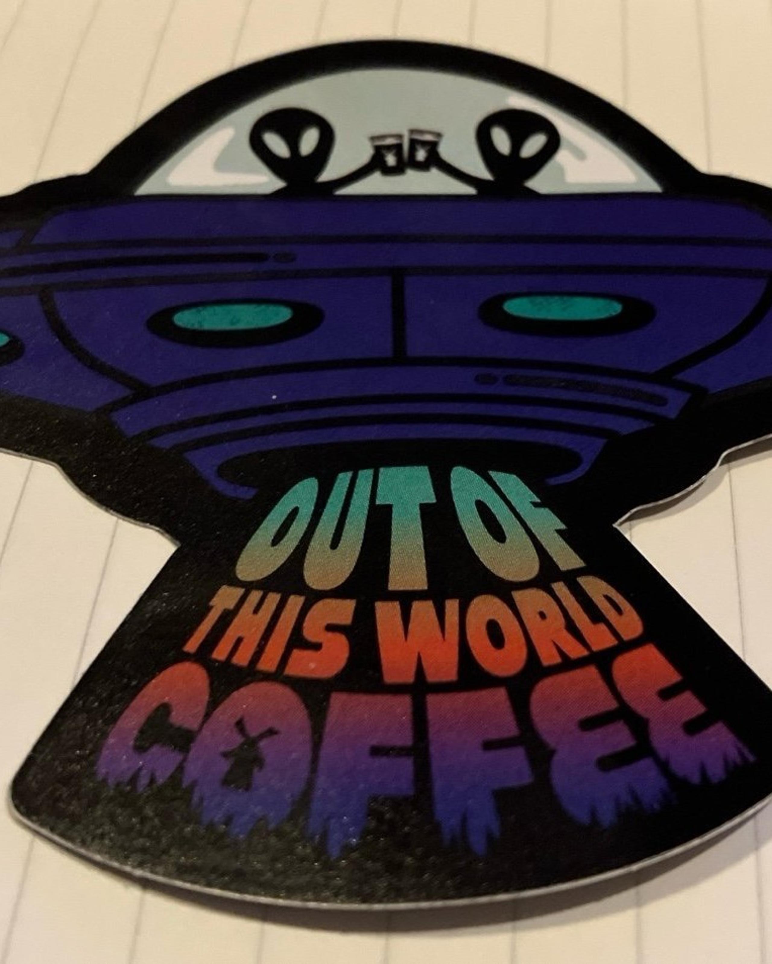 DUTCH BROS “out of this world coffee” vinyl STICKER alien space ship