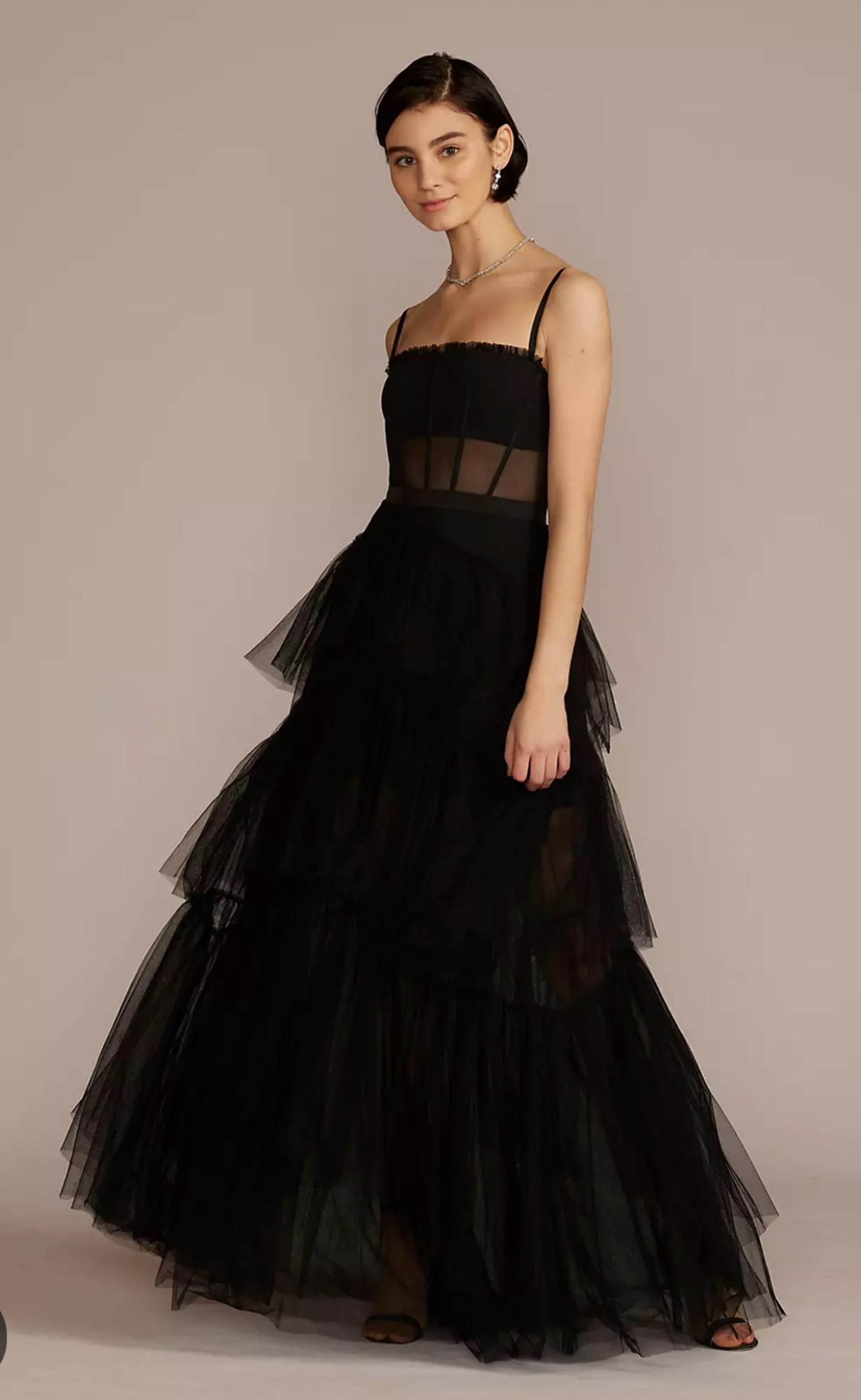Betsy & Adam mesh corset tiered prom dress size 6