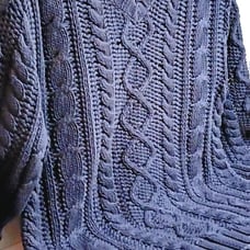 Aigle Sweater Fisherman Cable Knit Navy Blue Vneck cotton Mens Sz Med Chunky