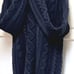 Aigle Sweater Fisherman Cable Knit Navy Blue Vneck cotton Mens Sz Med Chunky