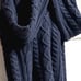 Aigle Sweater Fisherman Cable Knit Navy Blue Vneck cotton Mens Sz Med Chunky