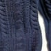 Aigle Sweater Fisherman Cable Knit Navy Blue Vneck cotton Mens Sz Med Chunky