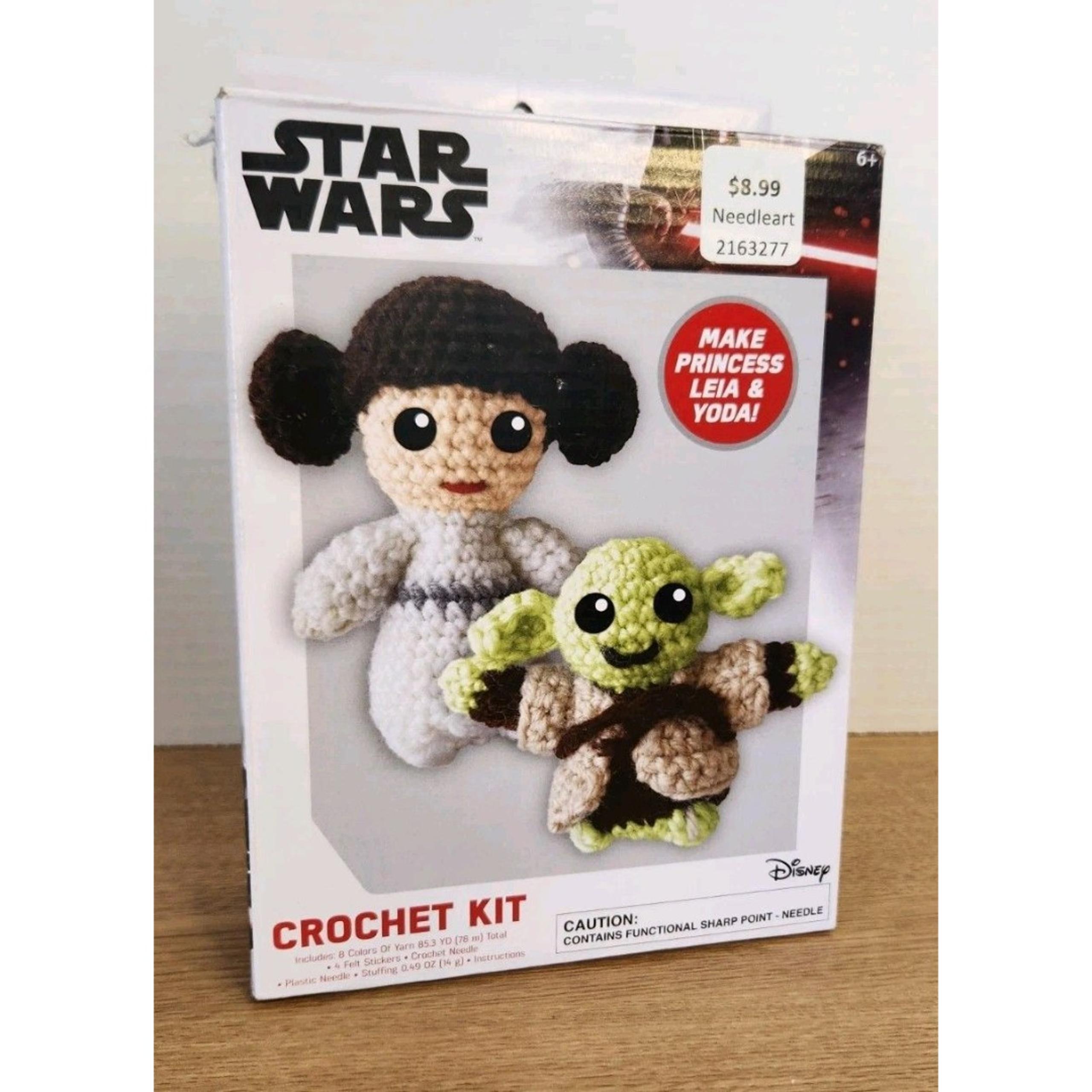 New in Box Disney Star Wars Leia & Yoda Crochet Kit Ages 6+ Everything Included