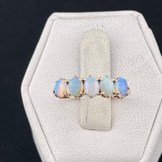 Antique jelly opal anniversary band ring 14 karat yellow gold