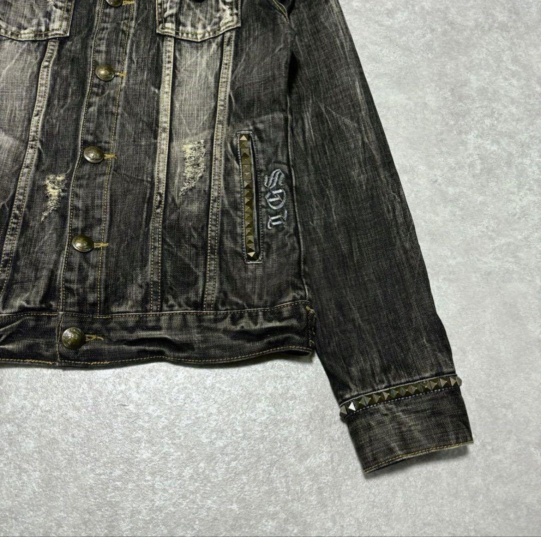archive grunge fur damage denim jacket