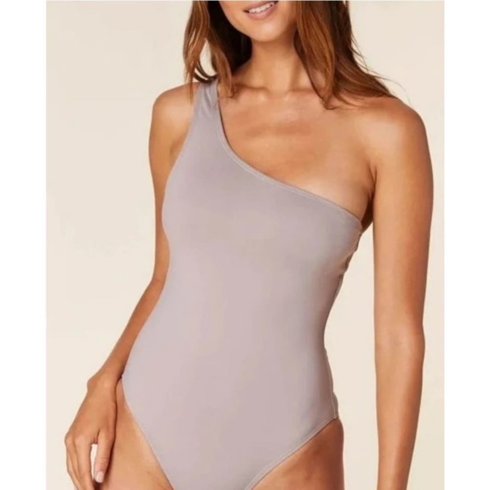 Andie Nantucket one shoulder swimsuit stone gray size XS NWT