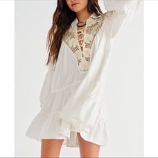 Free People Chain of Daisies Tunic Dress Ivory/Cream