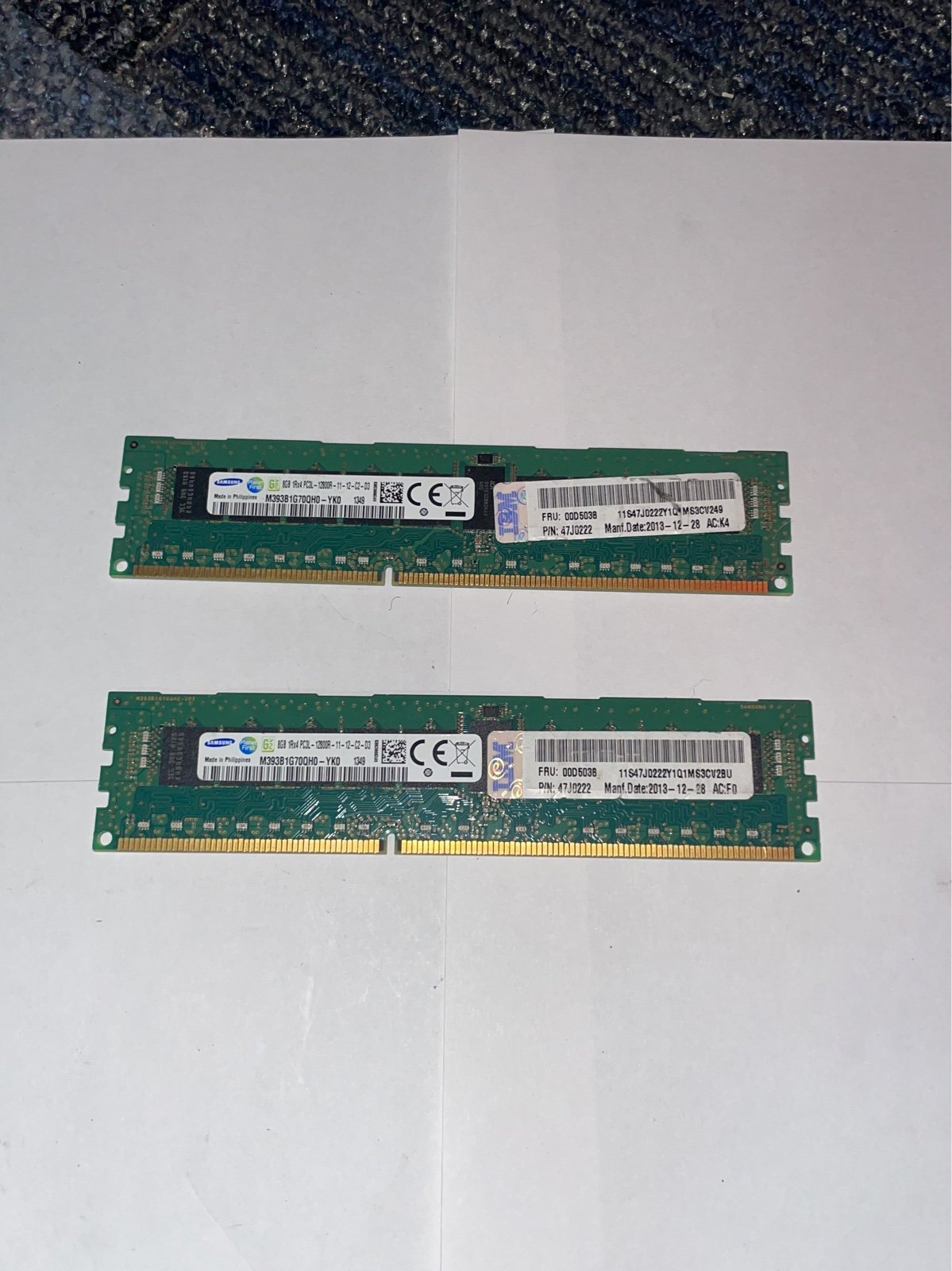 IBM 47J0222 8GB 1RX4 1.35V PC3-12800 RDIMM Memory
