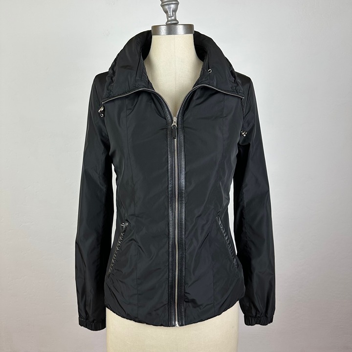 Mackage Concealed Hood Leather Trim Full Zip Jacket Size XS