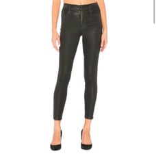 NWT FRAME Denim Ali High Rise Cigarette Jeans in Coated Noir / Black, 24