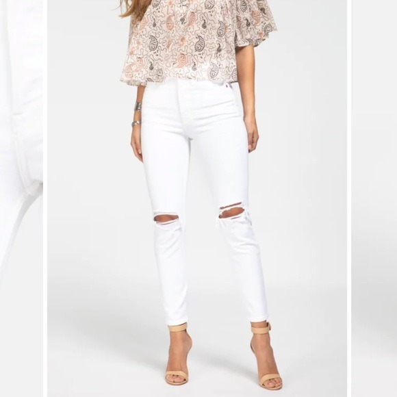 NWT Re/Done 90s High Rise Ankle Crop White Jeans 23