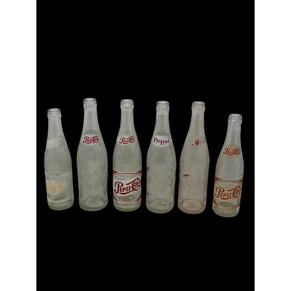 Vintage Lot 6 Pepsi Cola Glass Soda Bottles 8-12oz Jacksonville FL / New York NY