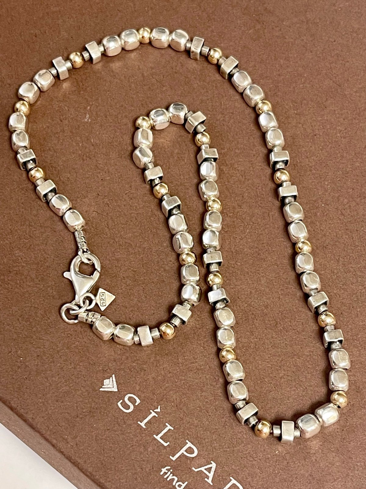 Silpada Sterling Silver Gold Filled Beaded Necklace.