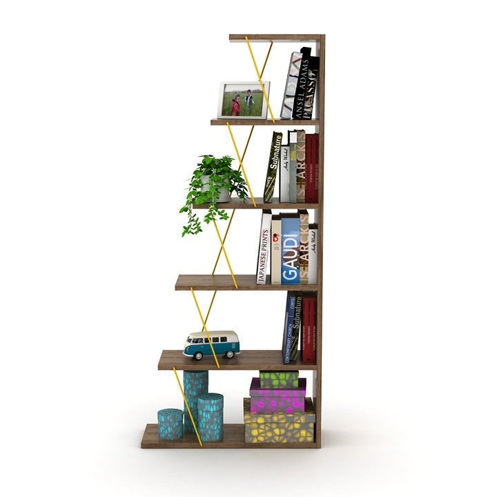 6-Tier 7-Shelf 38 High Wooden Bookcase