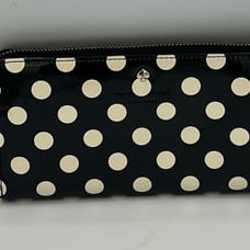 Kate Spade Carlisle Street Lacey Midnight / Cream polka dot zip around wallet